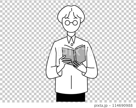 立って本を読んでいる人 114690988