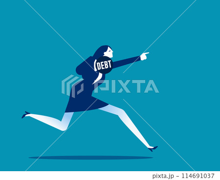 Shot put throwing debt weight away. Business loan or mortgage vector concept 114691037