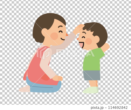 子供を褒めるお母さん 子供を褒めるお母さん 114692842