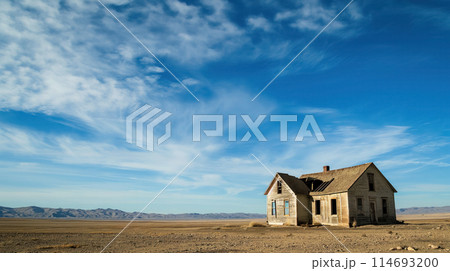 Lonely house in vast desert. 114693200