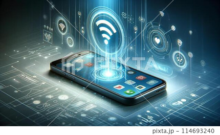 スマホとネットワークのイメージ画像 114693240