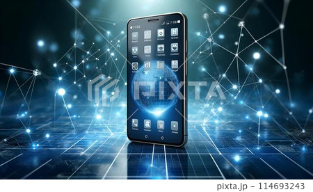 スマホとネットワークのイメージ画像 114693243