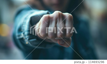 Fist in focus, symbol of strength. Fist in focus, symbol of strength. 114693296