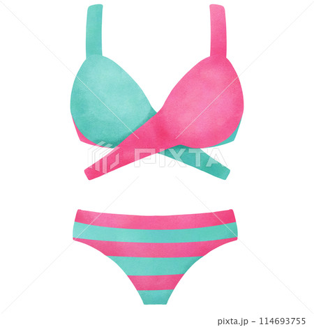 Summer two piece bikini swimsuit, pink green Summer two piece bikini swimsuit, pink green 114693755