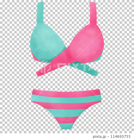 Summer two piece bikini swimsuit, pink green 114693755