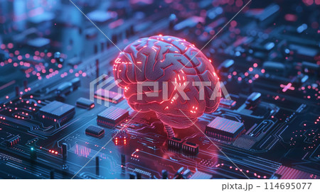 close up of brain combined or merging with technology, artificial intelligence concept 114695077