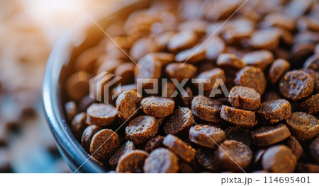 Dog Food in Bowls on a Table 114695401