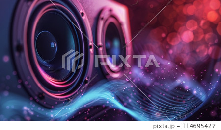 Pair of Speakers on Purple Background 114695427