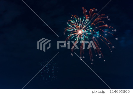 夜空を彩る花火とドローンの共演 埼玉県 夜空を彩る花火とドローンの共演 埼玉県 114695800