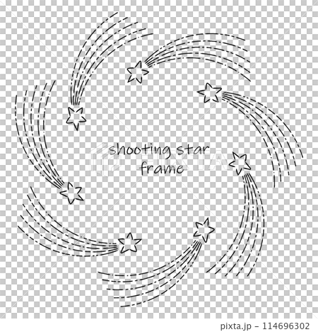 おしゃれな線画の流れ星のフレームイラスト01 114696302