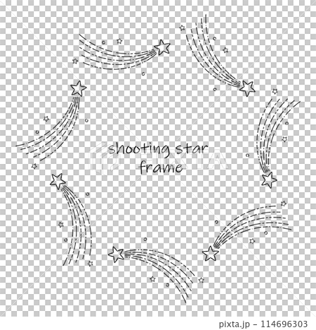 おしゃれな線画の流れ星のフレームイラスト02 114696303