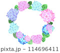 イラスト素材　水彩タッチの紫陽花リース 114696411