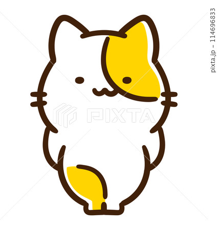 顔を前に突き出してじーっと見つめるかわいいねこのキャラクターのコミカルなイラスト 114696833