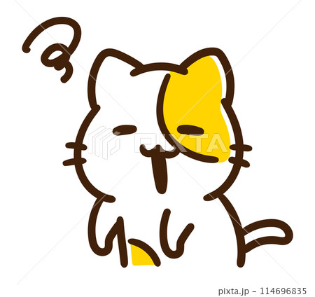 疲れて頭が回らないかわいいねこのキャラクターのコミカルなイラスト 疲れて頭が回らないかわいいねこのキャラクターのコミカルなイラスト 114696835