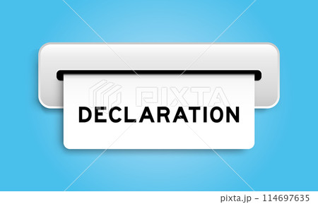 White coupon banner with word declaration from machine on blue color background 114697635