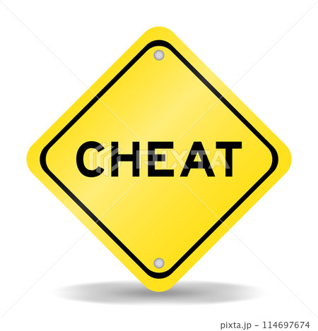 Yellow color transportation sign with word cheat on white background 114697674