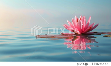 Pink Lotus Flower Floating in Water Pink Lotus Flower Floating in Water 114698432