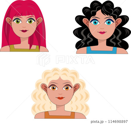 Set of female portraits. Women avatar characters. Part 2 Set of female portraits. Women avatar characters. Part 2 114698897