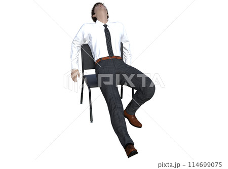 残業疲れでぐったりする会社員男性のイラスト 3Dモデルの全身斜め前向き 残業疲れでぐったりする会社員男性のイラスト 3Dモデルの全身斜め前向き 114699075