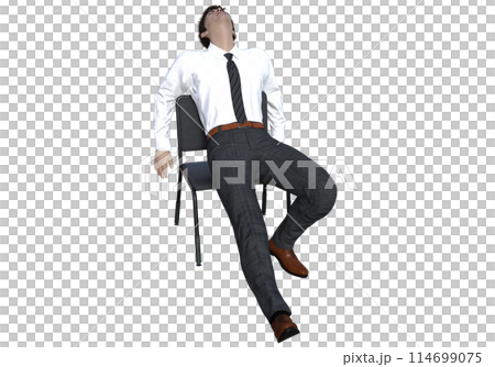 残業疲れでぐったりする会社員男性のイラスト 3Dモデルの全身斜め前向き 残業疲れでぐったりする会社員男性のイラスト 3Dモデルの全身斜め前向き 114699075