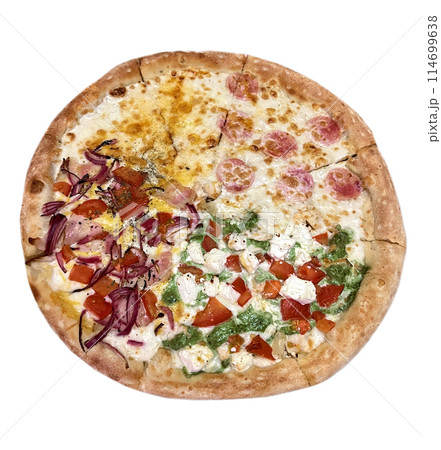 Assorted pizza on white background 114699638