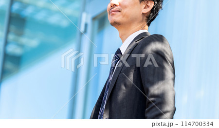 遠くを見つめる男性ビジネスマン 114700334