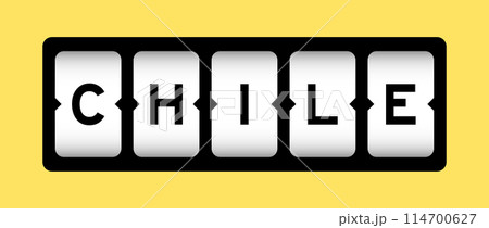 Black color in word chile on slot banner with yellow color background 114700627