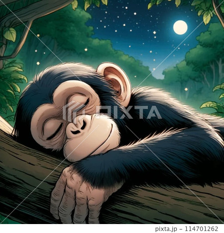寝るチンパンジー 114701262