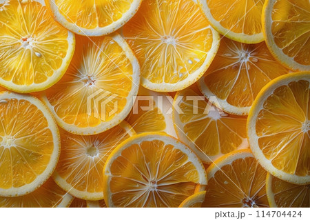Halved Oranges Piled Together 114704424
