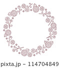 線画のバラとヒマワリのベクターイラスト円 114704849