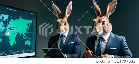 Business Rabbits Analyzing Global Data Business Rabbits Analyzing Global Data 114707933