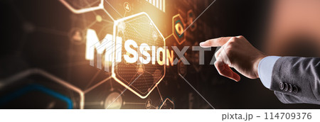 Mission concept. Financial success chart concept on virtual screen. Business background 114709376