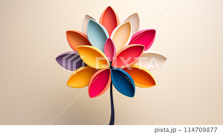 Artistic paper flower on white backdrop, rich colors and creativity 114709877