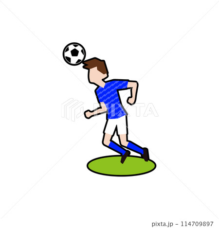 ヘディングをするサッカー選手_サッカー日本代表フィールダー11黒フチ ヘディングをするサッカー選手_サッカー日本代表フィールダー11黒フチ 114709897