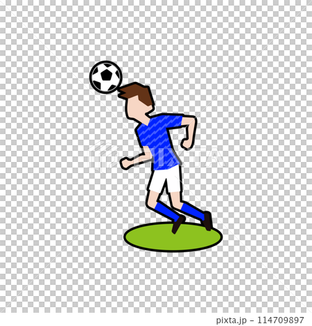 ヘディングをするサッカー選手_サッカー日本代表フィールダー11黒フチ ヘディングをするサッカー選手_サッカー日本代表フィールダー11黒フチ 114709897