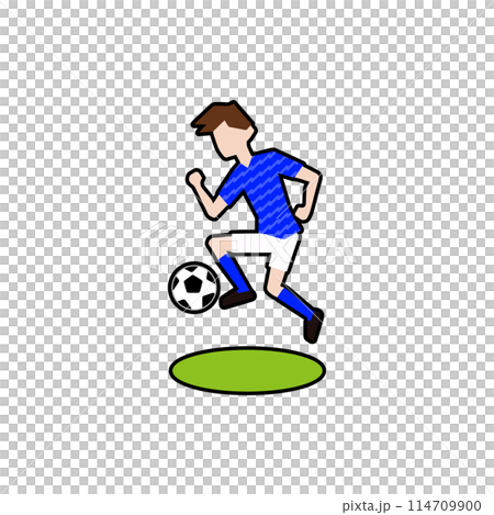 スライディングを避けるサッカー選手_サッカー日本代表フィールダー14黒フチ スライディングを避けるサッカー選手_サッカー日本代表フィールダー14黒フチ 114709900