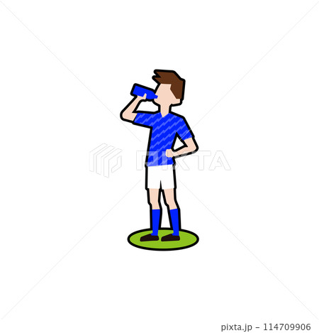 水分補給をするサッカー選手_サッカー日本代表フィールダー20黒フチ 114709906