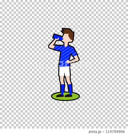 水分補給をするサッカー選手_サッカー日本代表フィールダー20黒フチ 114709906