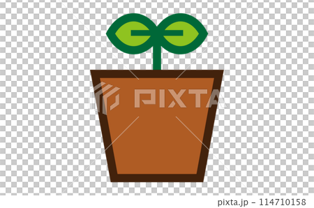 鉢植えと発芽の線画のカラーイラスト 114710158