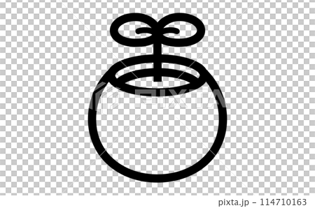 鉢植えと発芽の黒の線画イラスト 114710163