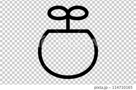 鉢植えと発芽の黒の線画イラスト 114710165
