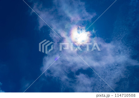 【太陽素材】雲に隠れた太陽【長野県】 114710508