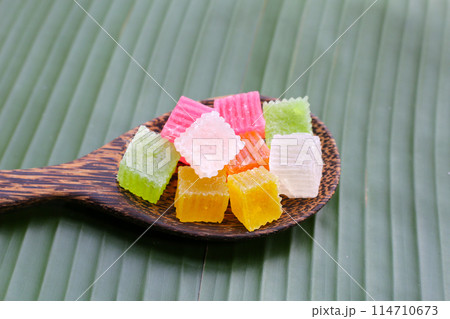 Colorful crispy jelly. Thai sweet dessert 114710673