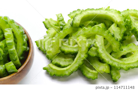 Bitter melon on white background. 114711148