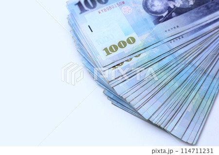 Taiwan money isolated on white background 114711231