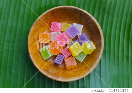 Colorful crispy jelly. Thai sweet dessert Colorful crispy jelly. Thai sweet dessert 114711343