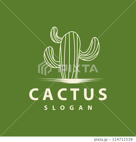 Cactus logo vector desert green plant design elegant style symbol Icon Illustration 114711539