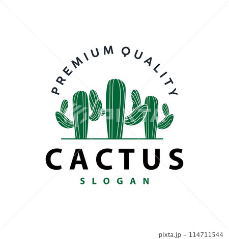 Cactus logo vector desert green plant design elegant style symbol Icon Illustration 114711544