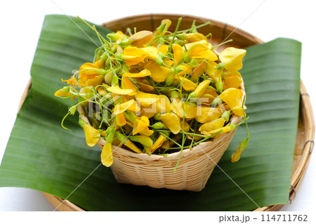 Sesbania flower on white background. Sesbania flower on white background. 114711762