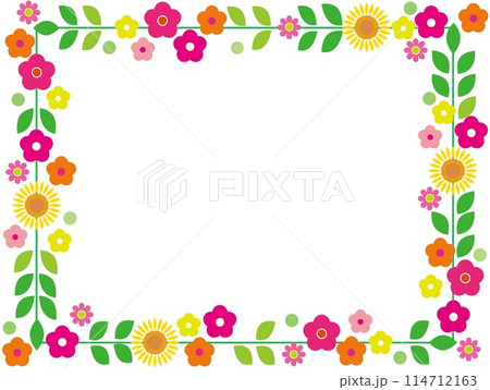 花模様　フレーム　ホワイトスペース　夏 114712163